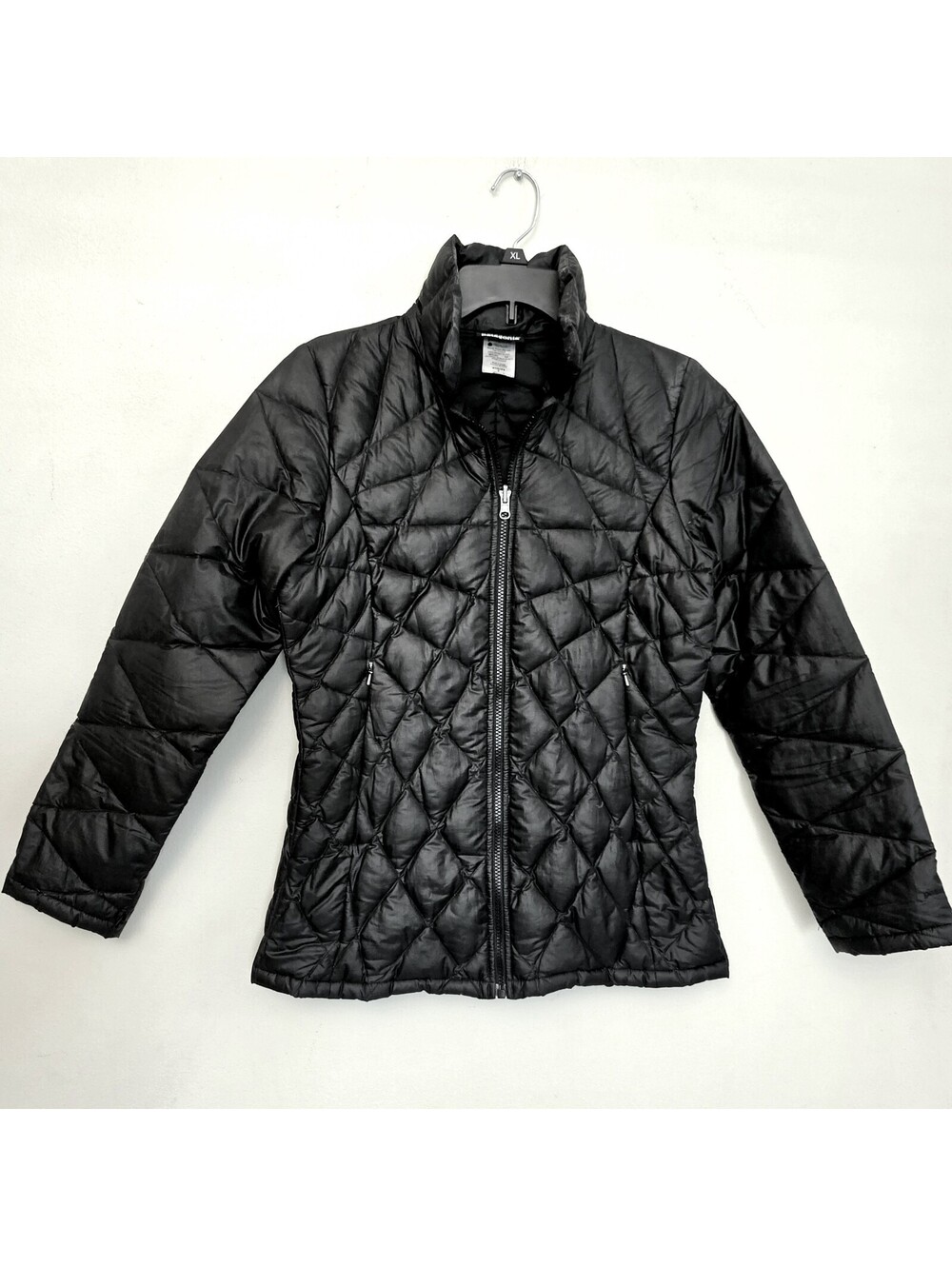 Patagonia Vtg Puffer Jacket Women's S Black Diamond Quilted Full Zip Lightweight